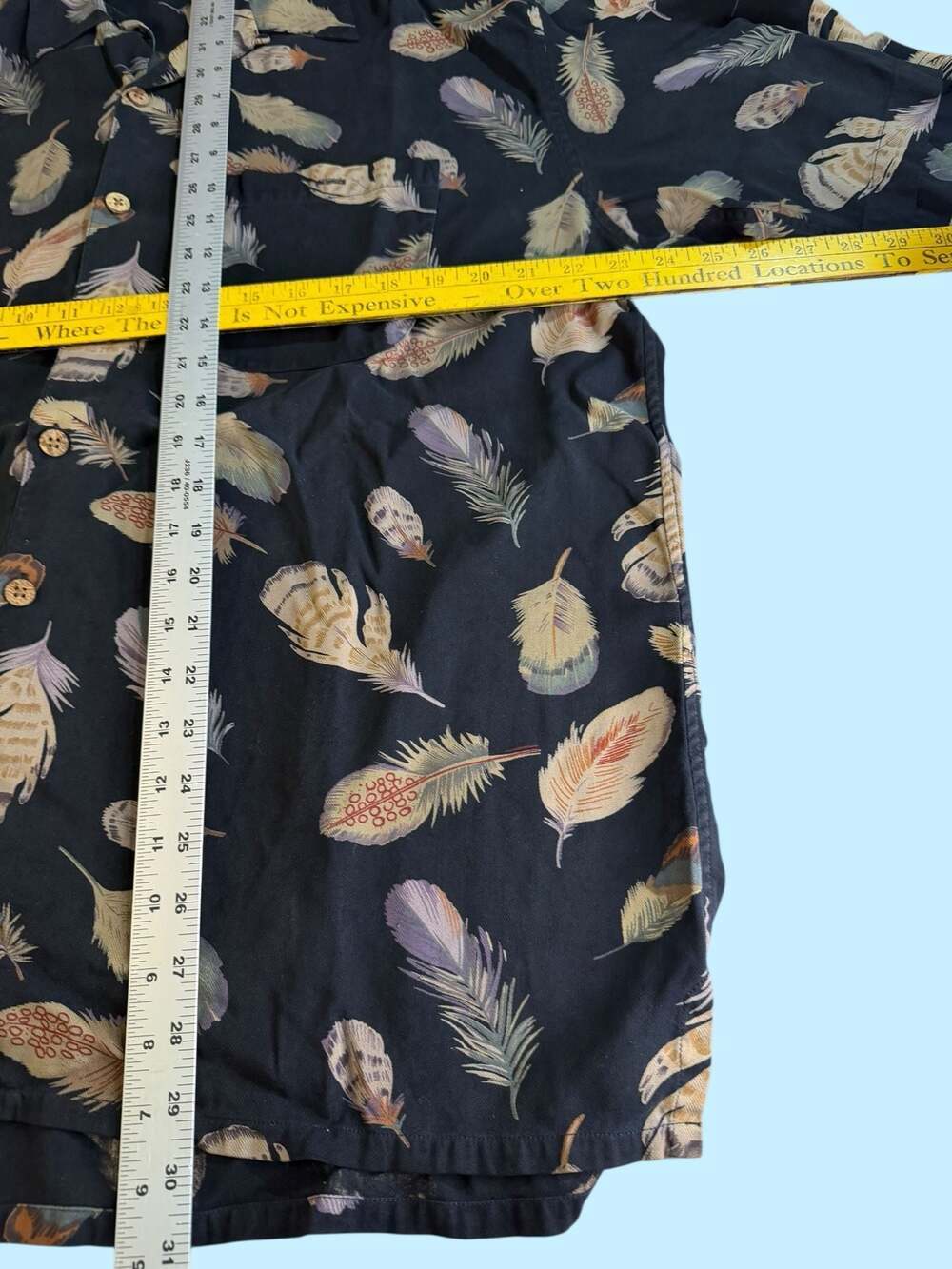 Paradise Coves 100% Silk Black Feather Print Hawaiian Short Sleeve Shirt XL - Picture 5 of 6